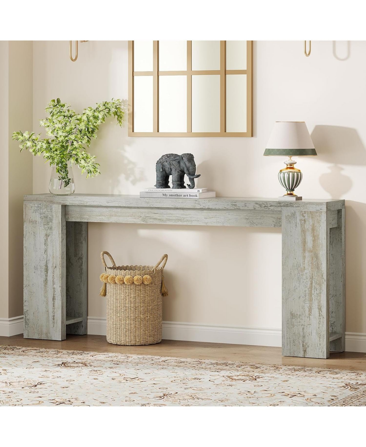 Tribesigns 70.9-Inch Extra Long Console Table, Farmhouse Wood Sofa Table Behind Couch, Narrow Entryway Accent Table