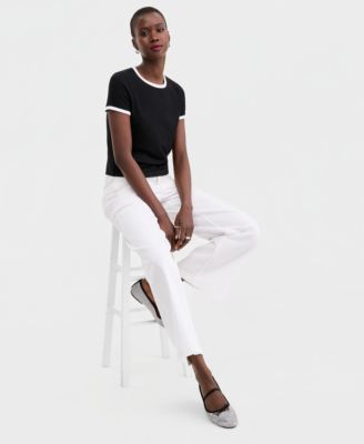 Women's Knit Short-Sleeve Trim Top, Macy's Exclusive