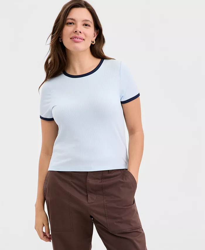 Women's Knit Short-Sleeve Trim Top
