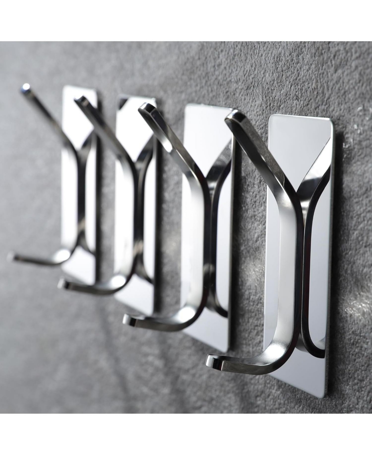 Adhesive Hooks -4 Packs Wall Hooks for Hanging Towels, Clothes, Robes Stick On Towel Hooks No Drill for Bathrooms Kitchen Stainless Steel