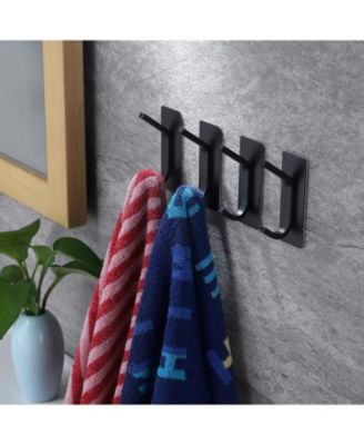 Towel Hook/Adhesive Hooks - 4-Pack, Stainless Steel Wall Hooks Stick for Bathroom and Kitchen Heavy Duty Hooks