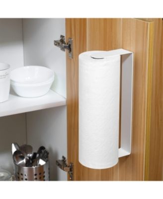  11.2"×1.8"×4.3" with 1.2"  Adhesive Paper Towel Holder Under Cabinet - Stainless Steel Paper Towel Rack Stick on Wall Mount for Kitchen, White