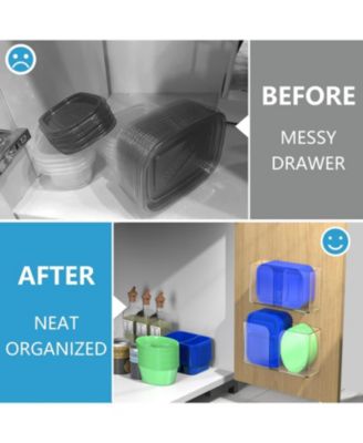 3 Pack Acrylic Cabinet Door Organizer, Kitchen Storage for Tupperware Lid, Wall Mounted Clear Bins for Pantry, RV, Heavy Duty Slim Basket