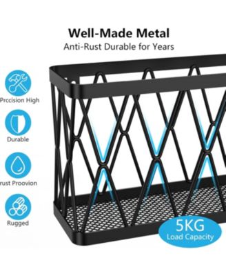 3 Pack Adhesive Cabinet Organizer - Wall Mounted Pantry Door Organizer Bin Holder for Tupperware Lid Kitchen Wall Under Sink Basket Slim Space Black