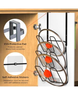 2 Pack Pot Lid Organizer for Cabinet, 6-Tier Pot Lid Holder Over Cabinet Door, Pot Lid Rack for Kitchen Cabinet Organizer, Inside the Cabinet Pots