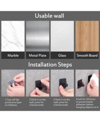 1.77×1.77 inches 8 Packs Adhesive Hooks for Hanging, Towel Hooks Adhesive Wall Hooks for Bathrooms Kitchen Black No Damage