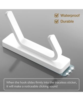 Adhesive Hooks for Hanging, Damage Free Hanging Wall Hook Removable in Living Spaces, 8 Plastic White Hooks and 8 Adhesive Strips