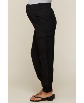 Maternity Black Cargo Pocket Joggers