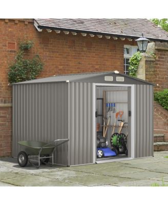 8'x6' Outdoor Storage Shed Galvanized Steel Tool House Organizer for Garden Yard