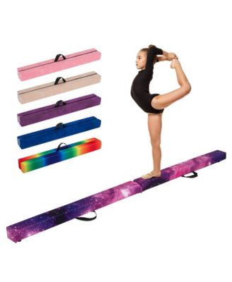Folding Balance Beam with Solid Wood Base and Anti-slip Bottom-Pink.