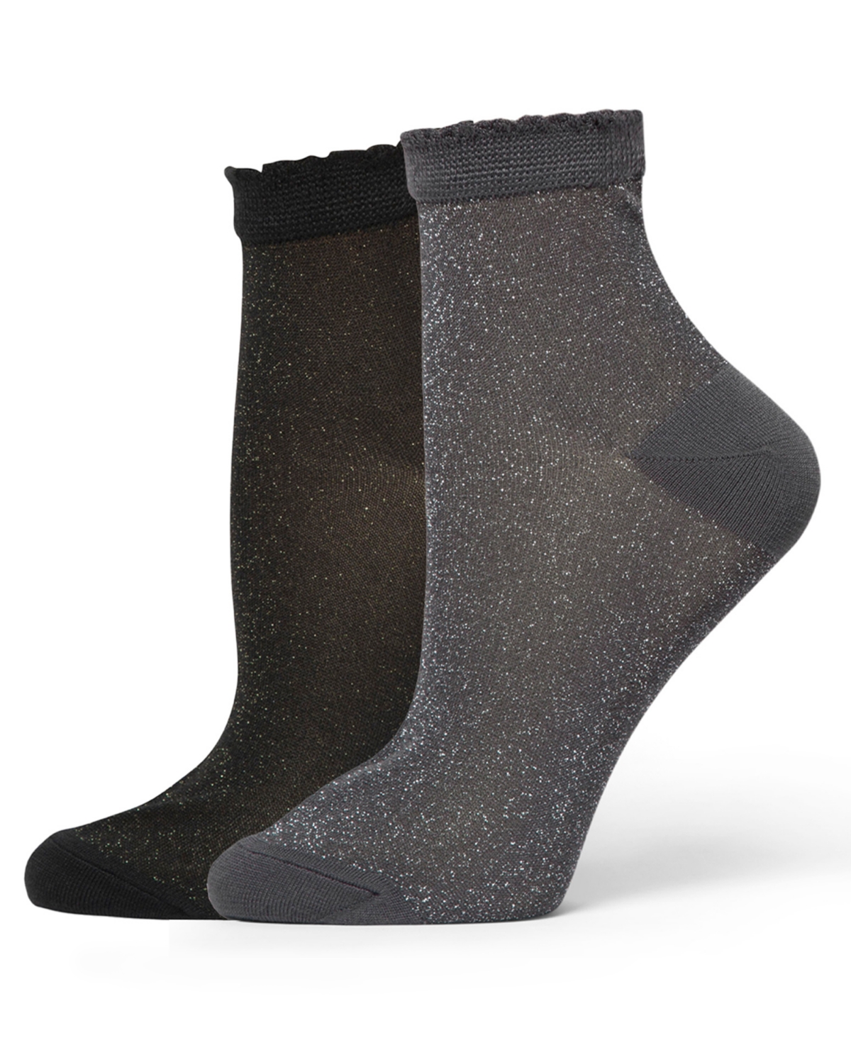 Hue Women's 2-Pack Metallic Opaque Anklet Socks
