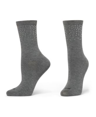 Women's 2-Pack Rhinestone Border Crew Socks