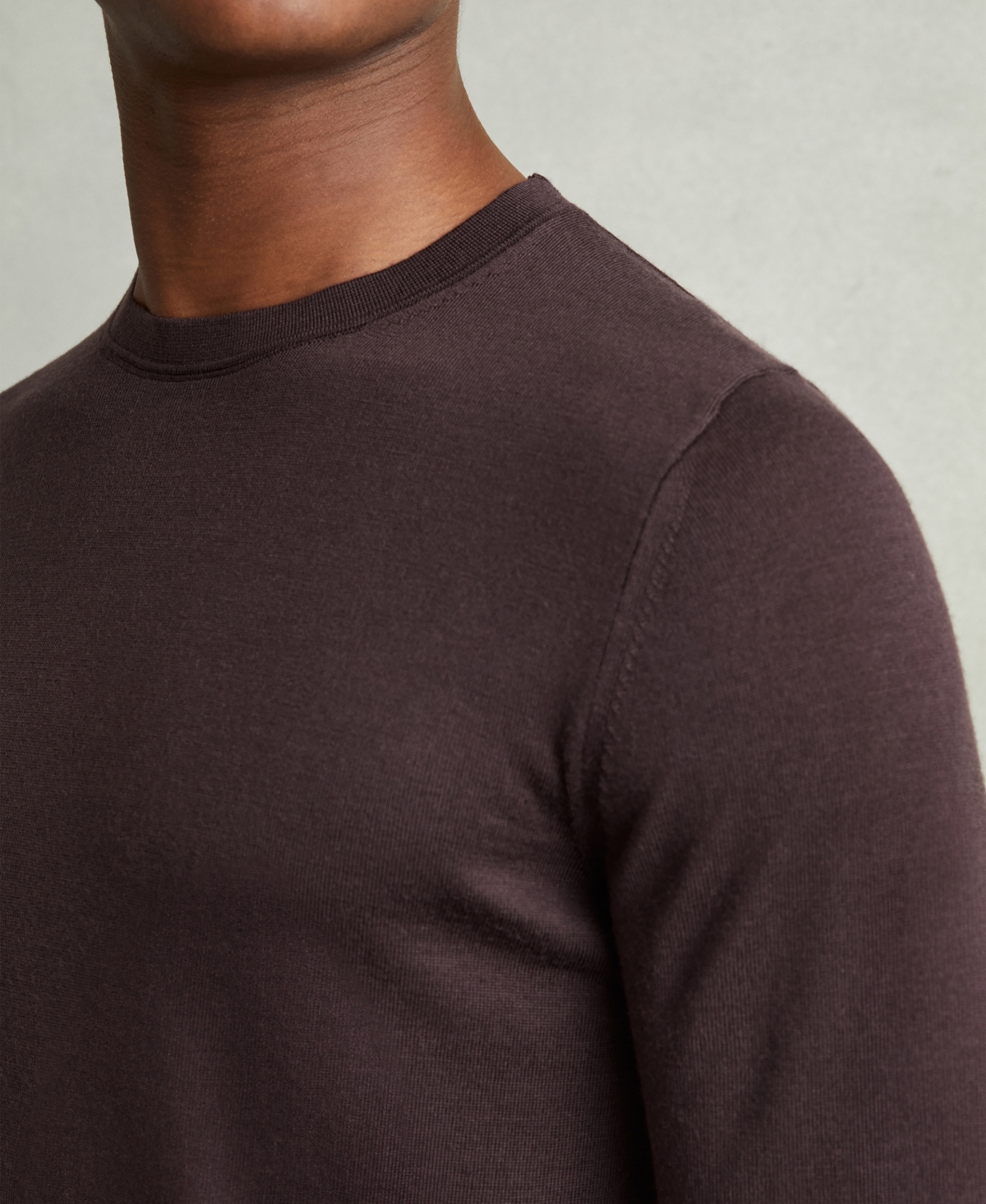 Reiss Men's Merino Wool Crew Neck Sweater In Burgundy