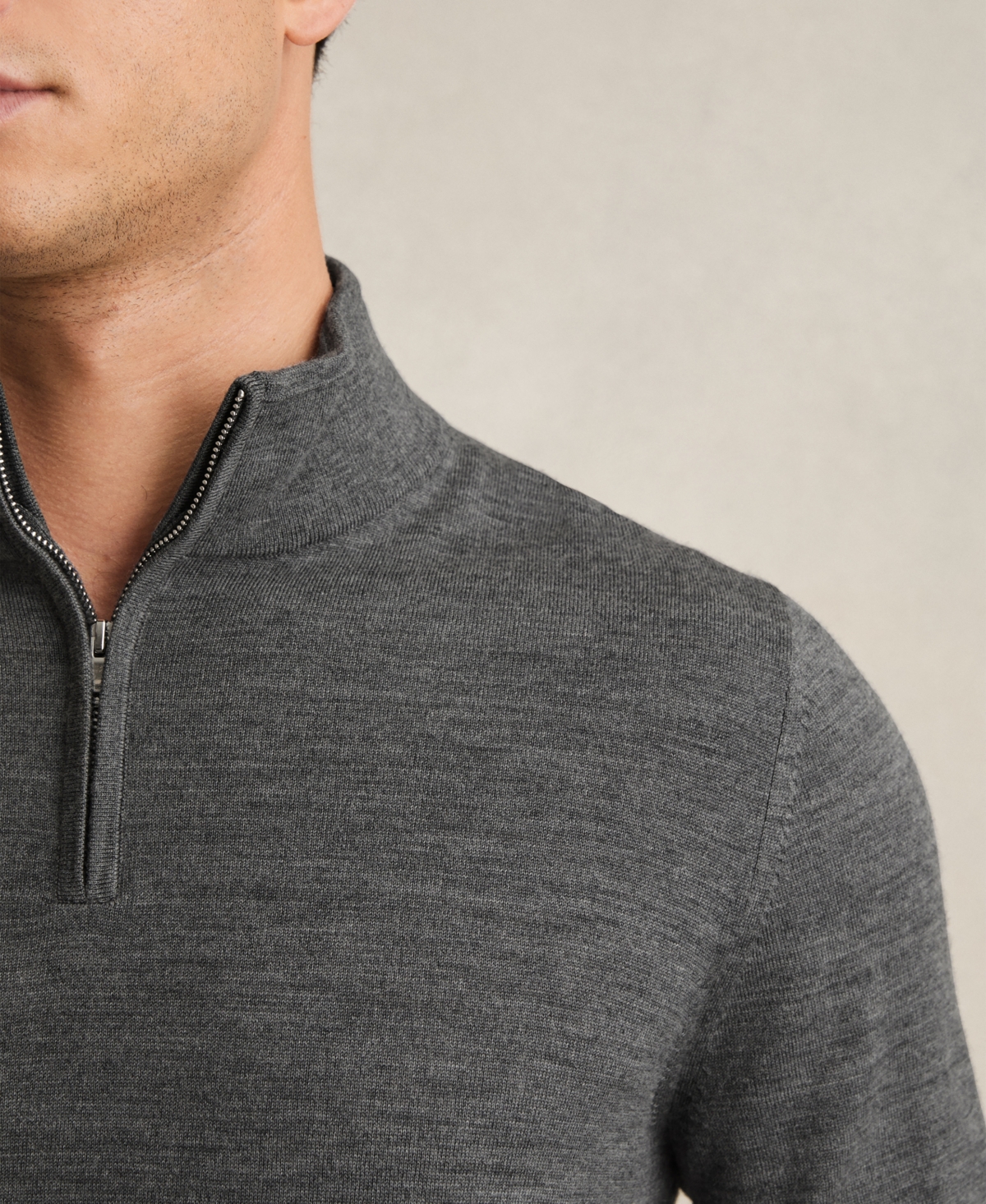 Reiss Men's Merino Wool Half-Zip Funnel Neck Sweater