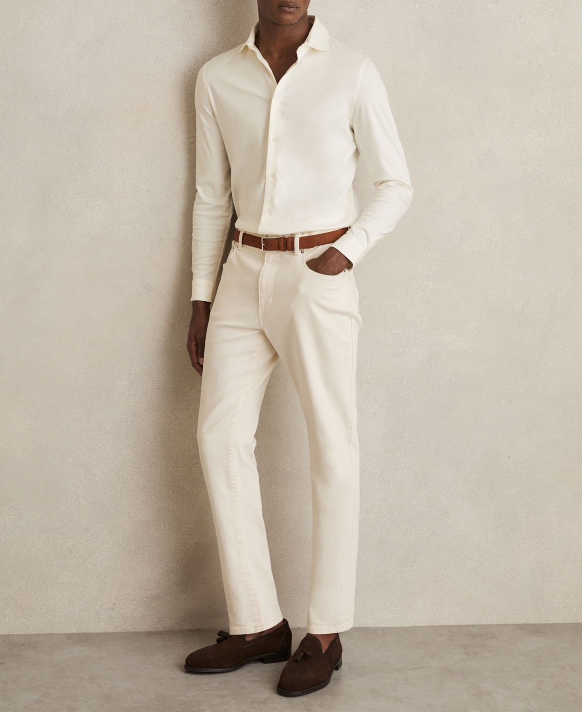 Reiss Men's Half-Button Cable-Knit Wool Shirt