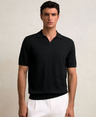 Men's Merino Wool Open Collar Polo Shirt