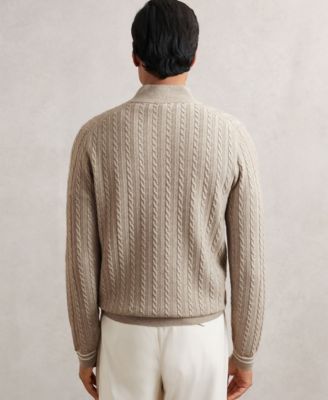 Men's Half-Zip Cable-Knit Wool Sweater