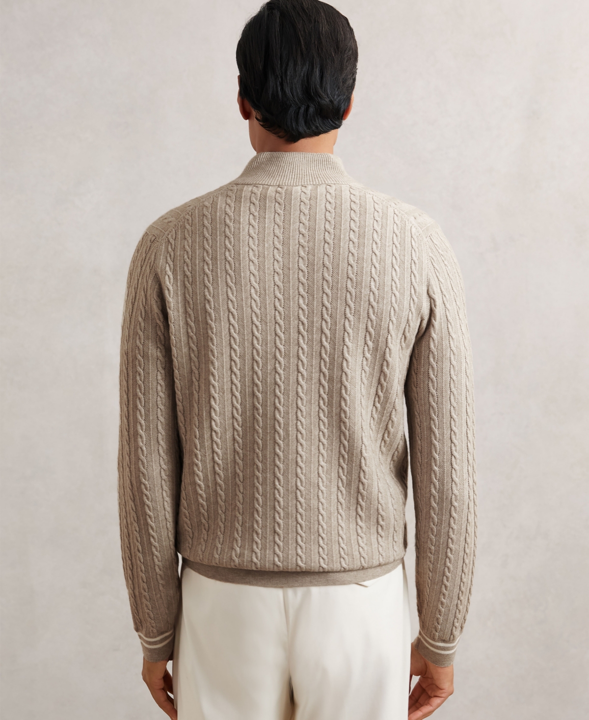 Reiss Men's Half-Zip Cable-Knit Wool Sweater