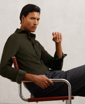 REISS - Men's Cotton Corduroy Cutaway-Collar Shirt