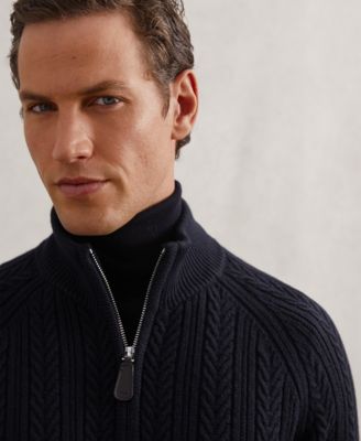 Men's Cable-Knit Half-Zip Wool Sweater