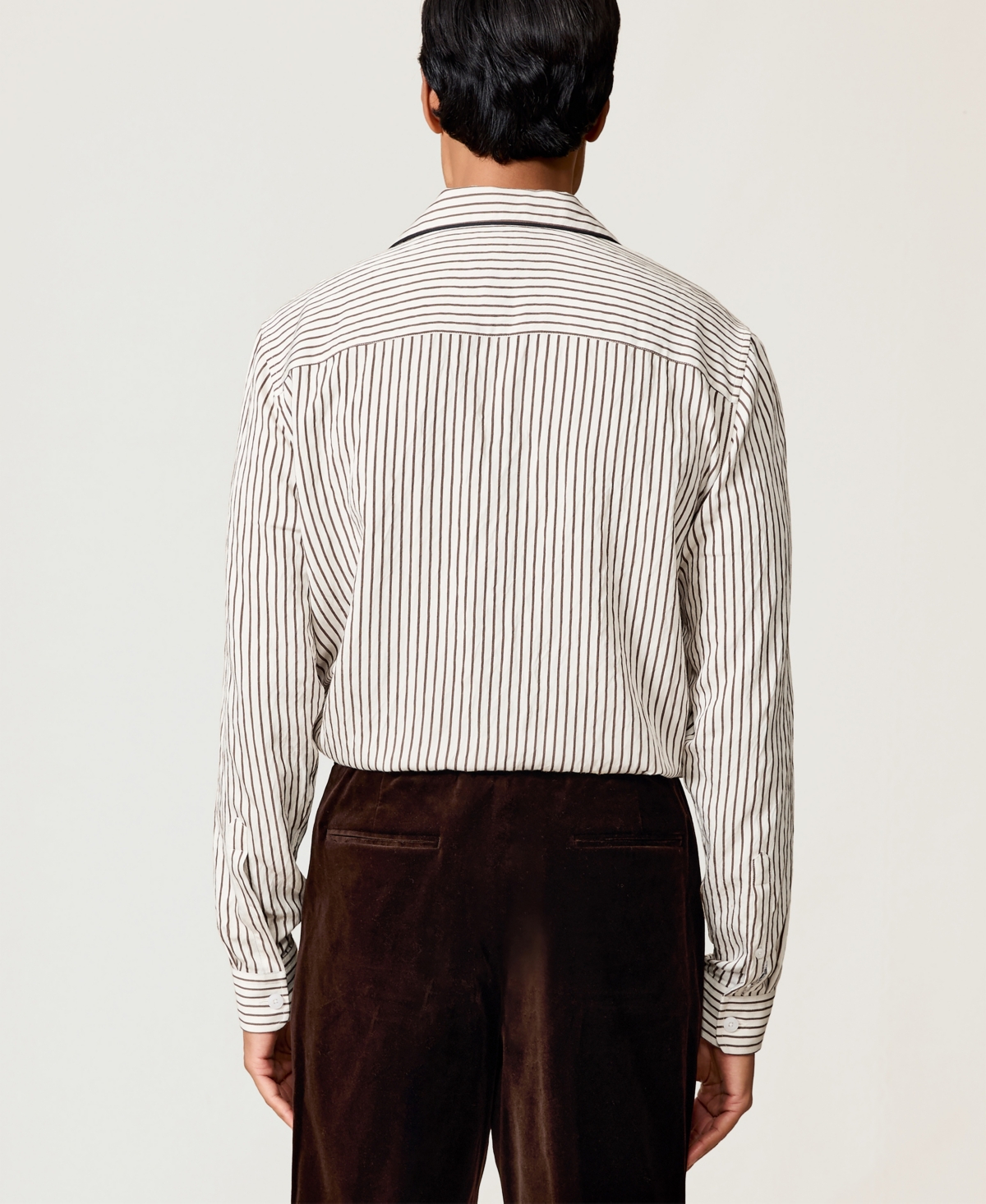 Reiss Men's Stripe Cuban-Collar Piped Shirt