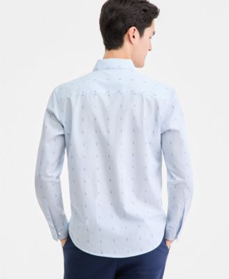 Men's Long-Sleeve Cotton Faded Geo Shirt, Macy's Exclusive