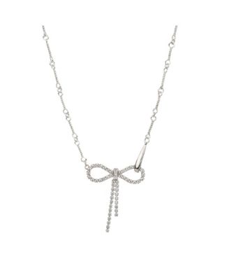 Sterling Silver 18k Gold Plated Camelie Crystal Ribbon Chain Necklace
