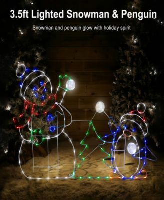 3.5' Snowman with Penguin Outdoor Christmas D&eacute;cor