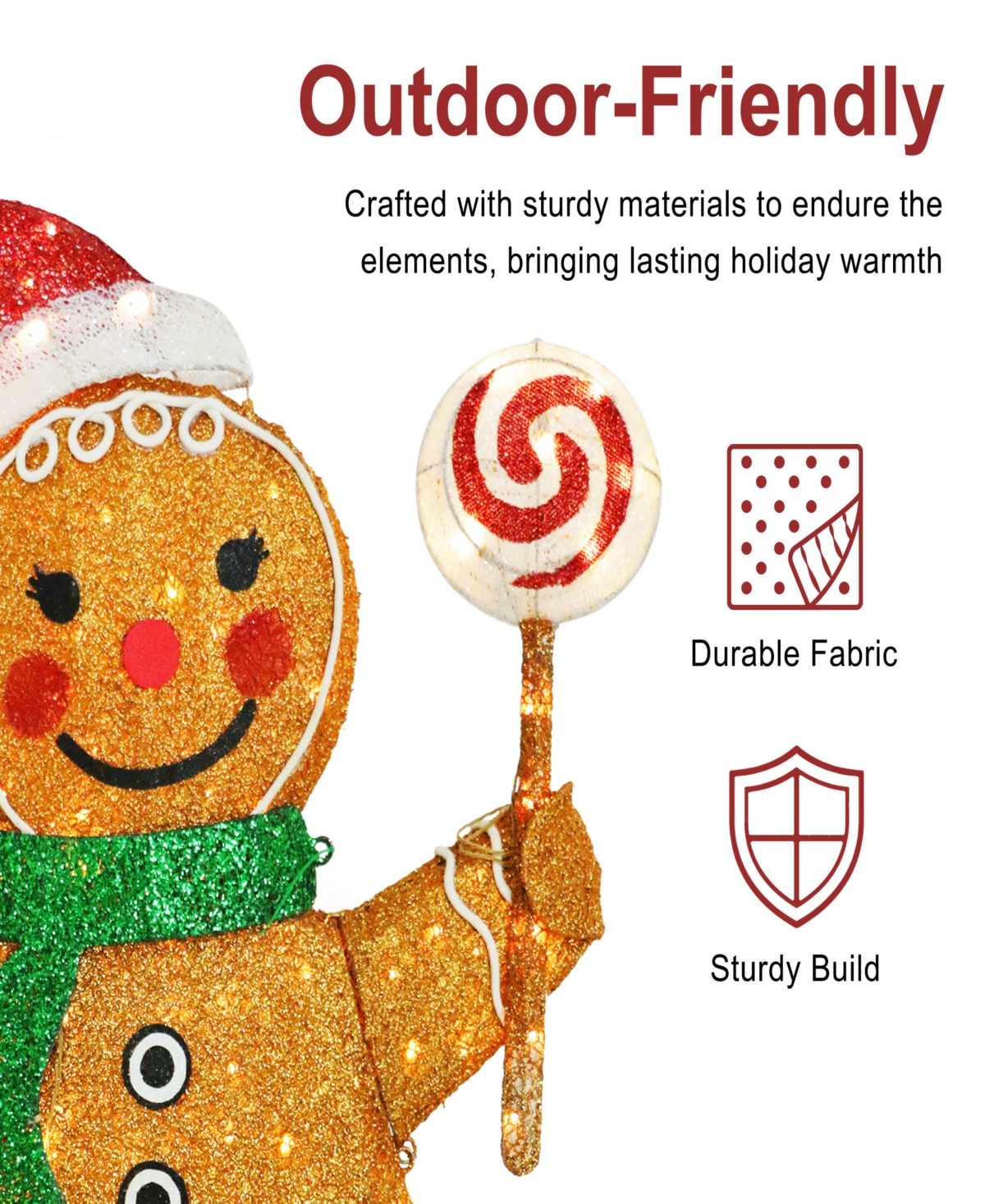 Puleo International 47" Pre-Lit Outdoor Gingerbread Woman Christmas Holiday Decor
