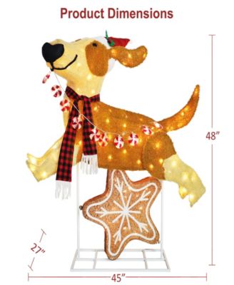 4' Pre-Lit Outdoor Puppy Christmas Holiday D&eacute;cor