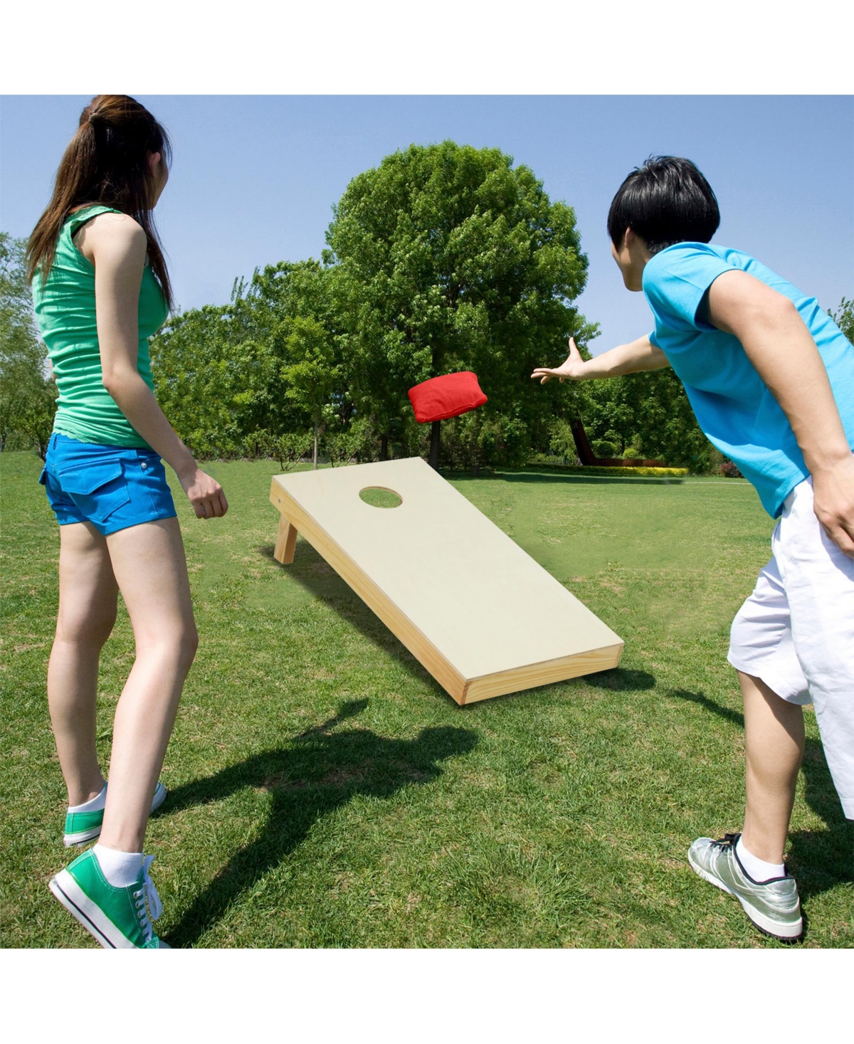 Sugift Solid Wood Cornhole Board Set Portable Corn Hole Game Board Includes 8 Bean Bags-m.