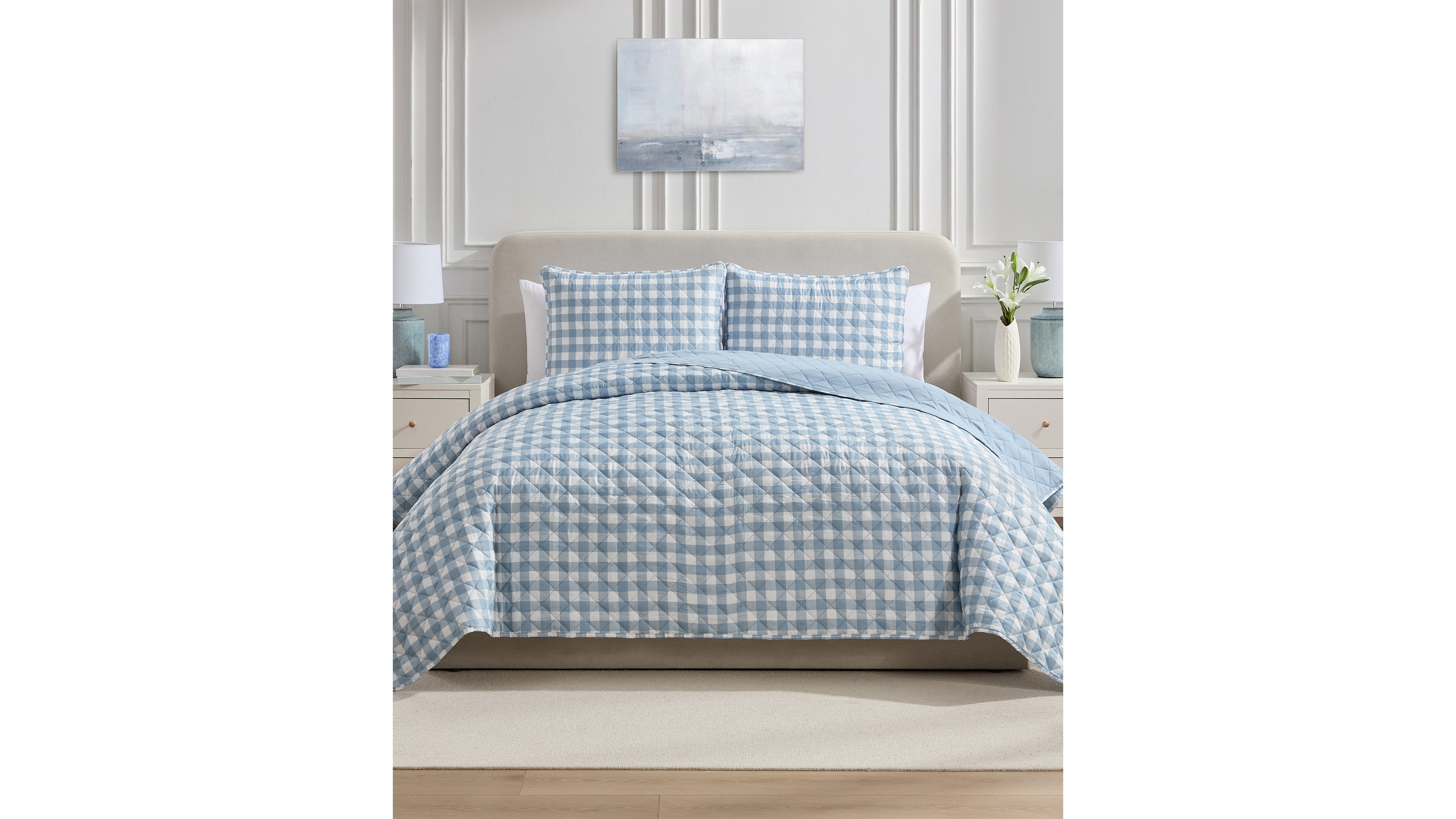 Vcny Home Gingham Microfiber 3-Pc. Quilt Set, King