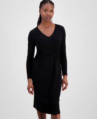 Petite Drape-Front Midi Dress
