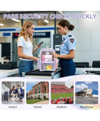 Clear Backpack Heavy Duty Transparent Backpack for School Clear Bags with Wider Straps See Through Plastic Bags Sport Events Concert Stadium-Purple