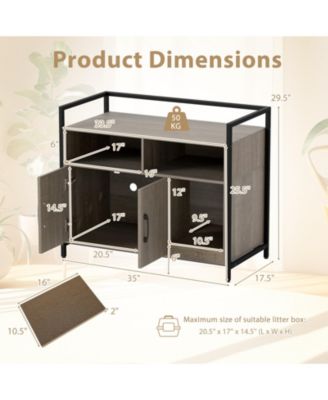 Cat Litter Box Enclosure w/ Storage Compartments Removable Scratching Board