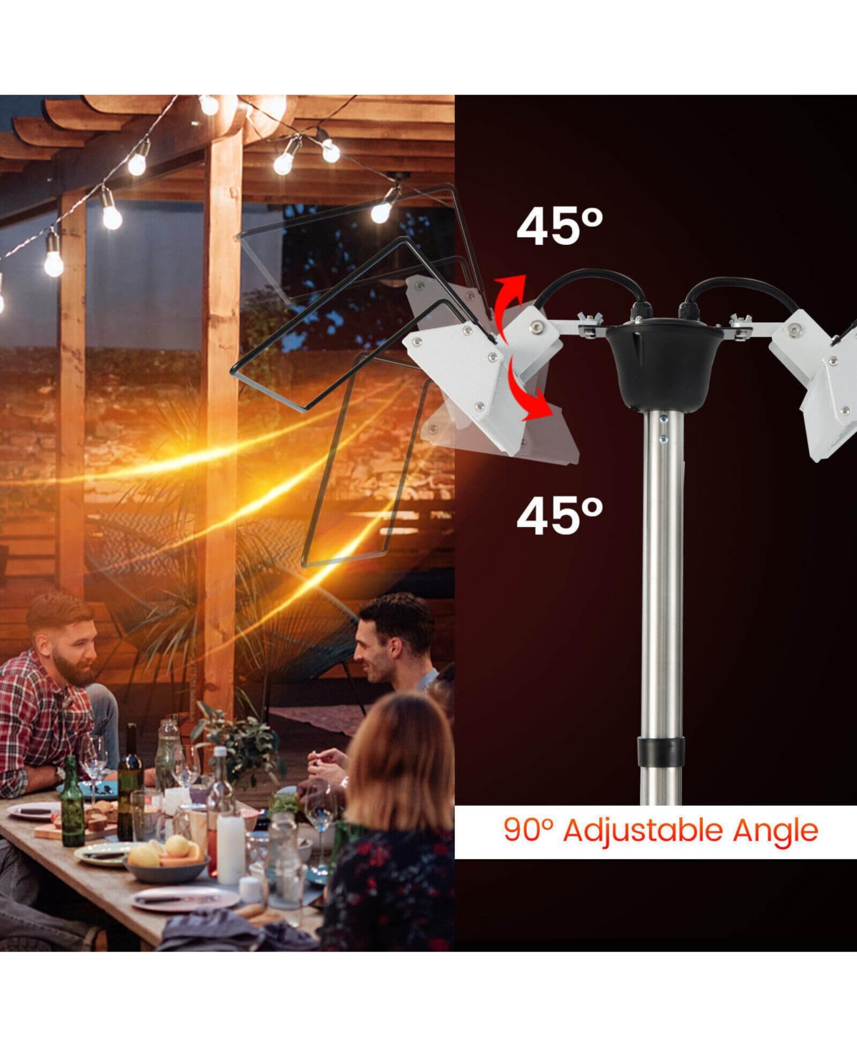 Sugift 1500W Standing Electric Heater With Double-sided Heating.