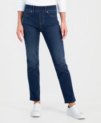 Petite High-Rise Pull-On Straight-Leg Jeans, Macy's Exclusive 
