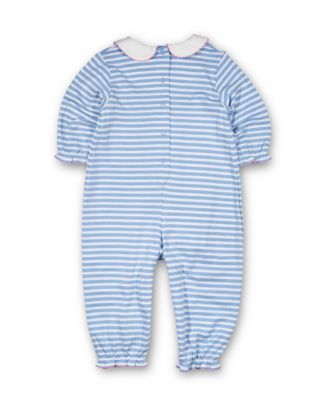 Baby Girls Stripe Knit Longall With Embroidered Flowers