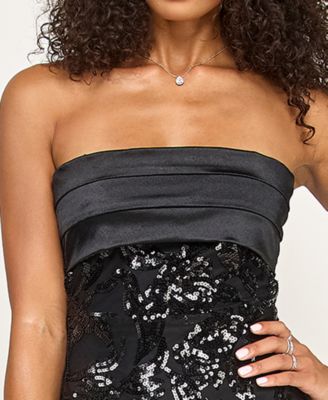 Junior's Strapless Sequin Gown