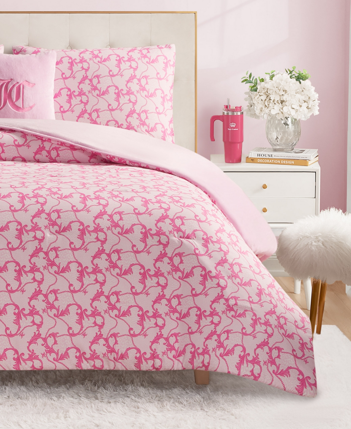 Juicy Couture Plush Reversible Gothic Leopard -Pc. Comforter Set