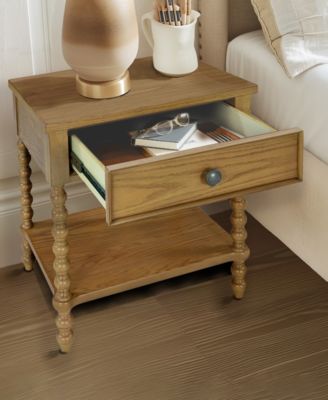 24" Solid Wood Frame Camel Oak Finish Nightstand