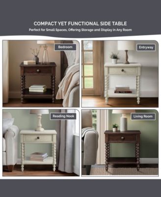 24" Solid Wood Frame Camel Oak Finish Nightstand