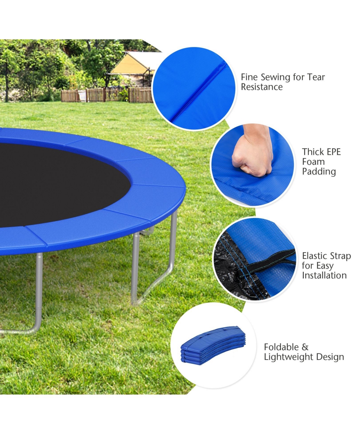 12 Ft Waterproof and Tear-Resistant Universal Trampoline Safety Pad Spring Cover