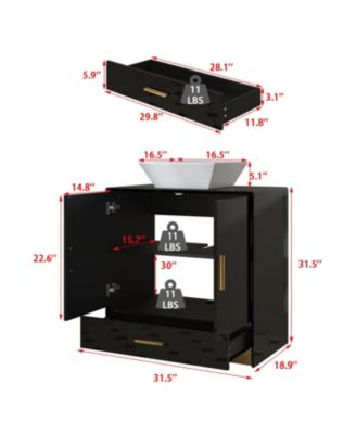 Bathroom Vanity with Marble Top, Bathroom Cabinet with 2 Doors & Drawer