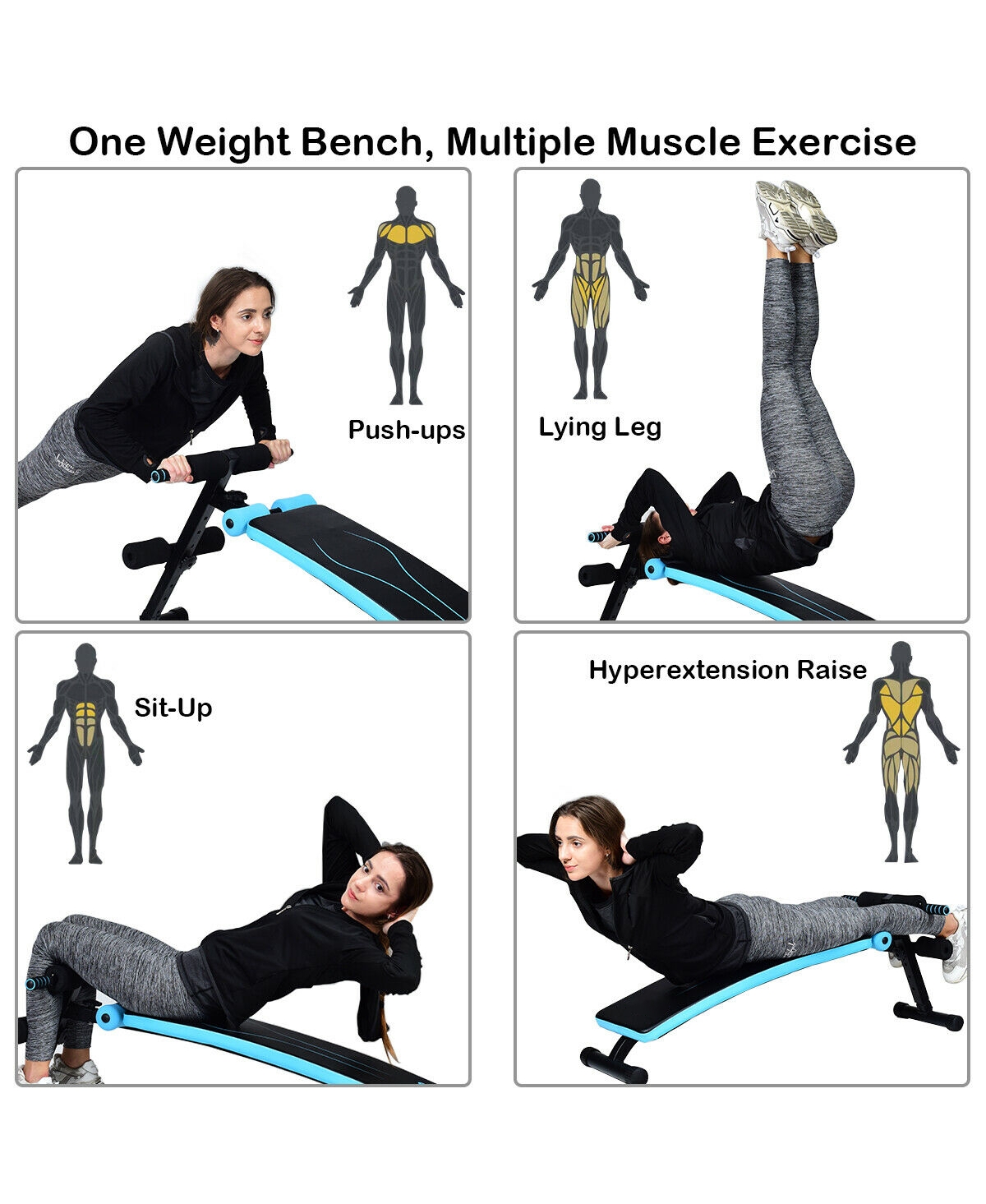 Skonyon Folding Weight Bench Adjustable Sit-up Board Workout Slant Bench