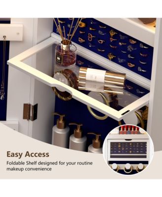 Full-Length Lockable Jewelry Armoire with Mirror Storage