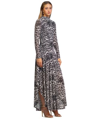 RACHEL Rachel Roy - Women's Beatrice Leopard Print Mock Neck Maxi Dress