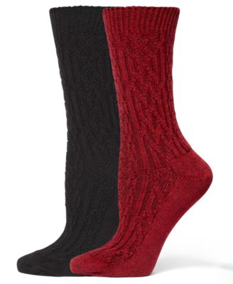 Hue - Women's 2-Pack Knit Diamond Crew Socks