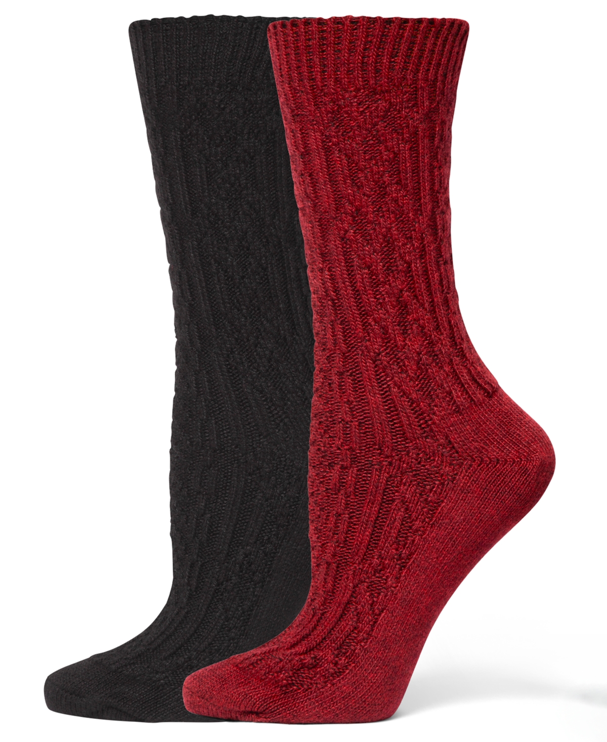 Hue Women's 2-pack Knit Diamond Crew Socks In Multi