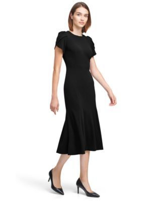Women's Crew Neck Short-Sleeve Midi Dress